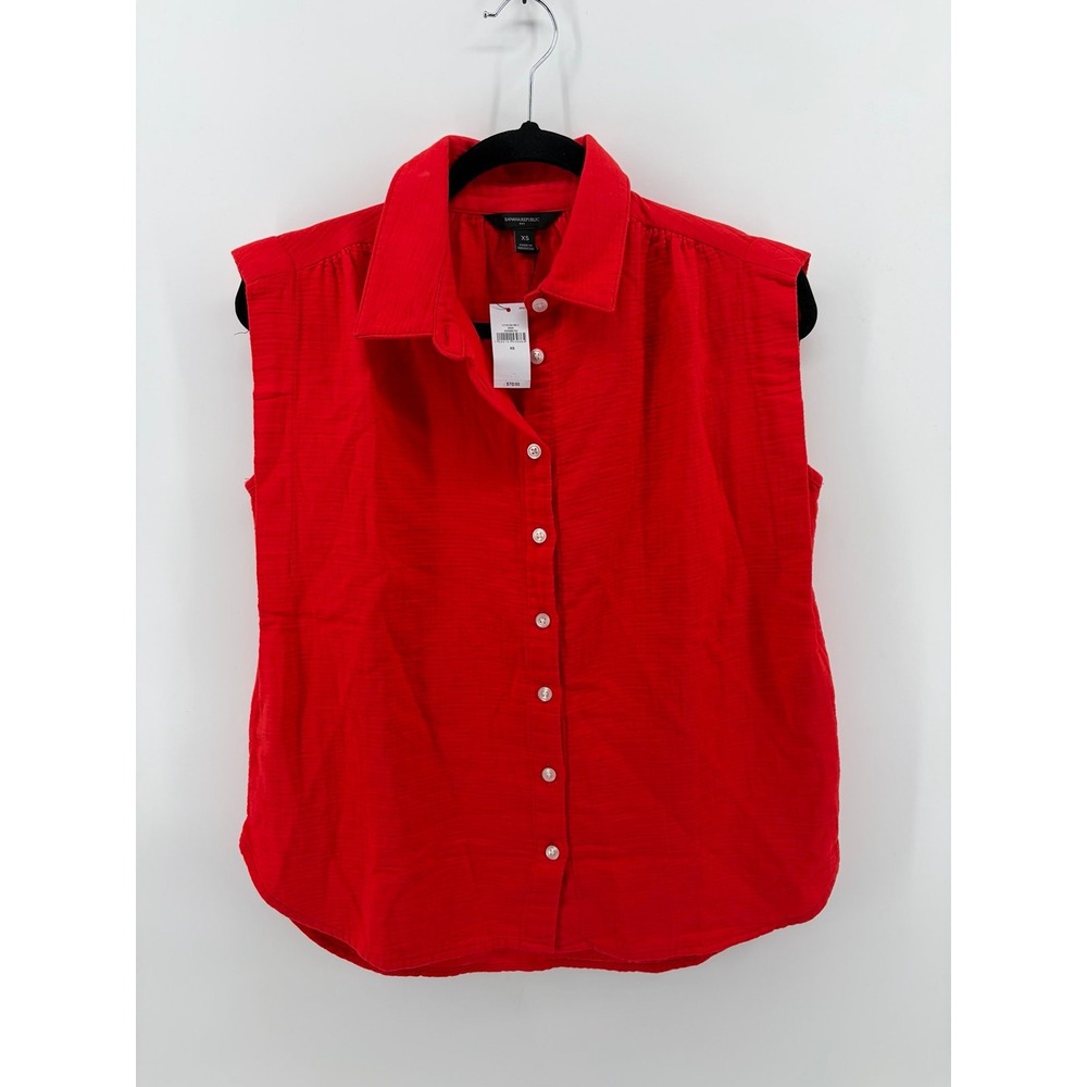 Banana Republic Red Sleeveless Button Down Shirt, Women's Size XS, NWT